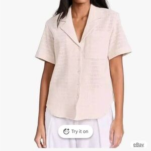 AYR Women's Beige Pool Boy Button Down Shirt XS